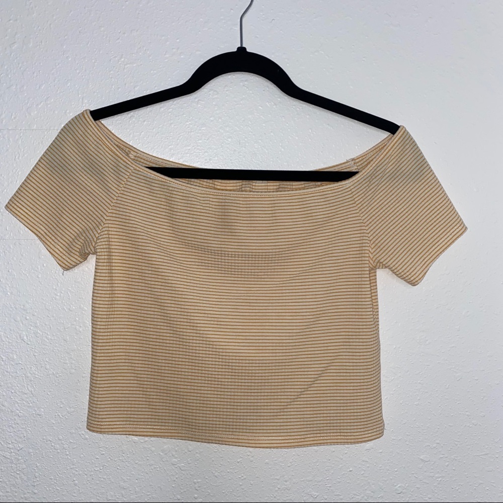 white and yellow striped shirt